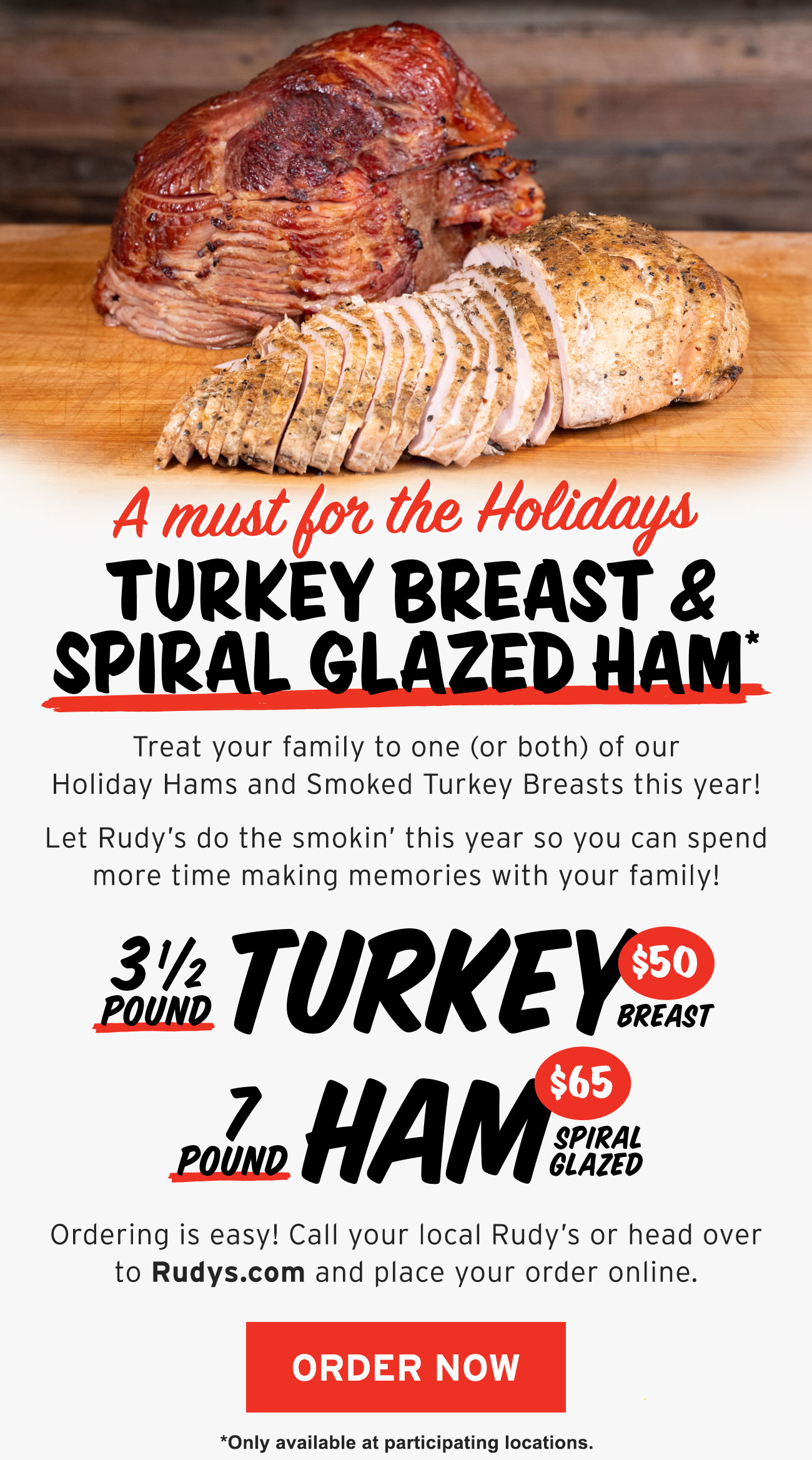 Rudy's Holiday Hams & Turkey Breasts are ready to order! Rudy's BBQ